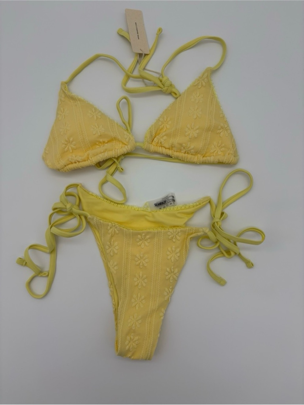 Women's Yellow Floral Tie-Side Bikini NWT